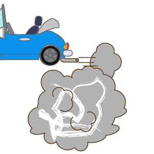 車から出されるは排気ガスと花粉症の関係